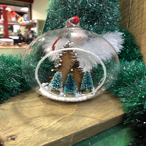 Glass Bauble x3 Green Trees - Click Image to Close